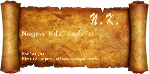Negro Kálmán névjegykártya