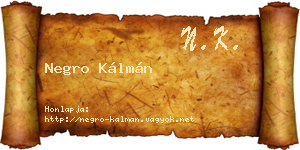 Negro Kálmán névjegykártya